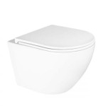 Zestaw Oltens Hamnes Kort Stille miska WC wisząca PureRim z powłoką SmartClean z deską wolnoopadającą biały 42525000