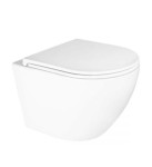 Zestaw Oltens Hamnes Kort miska WC wisząca PureRim z powłoką SmartClean z deską wolnoopadającą biały 42520000