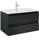 Oltens Vernal szafka 80 cm podumywalkowa wisząca z umywalką czarny mat/biały połysk 68462300