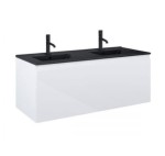 Oltens Vernal umywalka z szafką 120 cm biały połysk/czarny mat 68035000