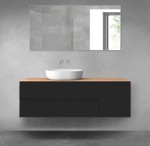Oltens Vernal zestaw mebli łazienkowych 140 cm z blatem czarny mat/dąb 68264300