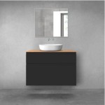 Oltens Vernal zestaw mebli łazienkowych 100 cm z blatem czarny mat/dąb 68224300