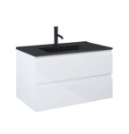 Zestaw Oltens Vernal umywalka z szafką 80 cm czarny mat/biały połysk 68037000