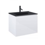 Zestaw Oltens Vernal umywalka z szafką 60 cm czarny mat/biały połysk 68013000