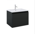 Zestaw Oltens Vernal umywalka z szafką 60 cm biały połysk/czarny mat 68012300