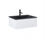 Zestaw Oltens Vernal umywalka z szafką 60 cm czarny mat/biały połysk 68005000