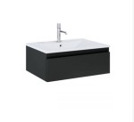 Zestaw Oltens Vernal umywalka z szafką 60 cm biały/czarny mat 68004300