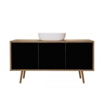 Oltens Hedvig szafka 140 cm podumywalkowa wisząca z półką czarny mat/dąb naturalny 60205360