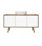 Oltens Hedvig szafka 140 cm podumywalkowa wisząca z półką biały połysk/dąb naturalny 60205060