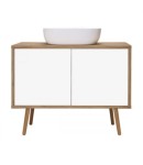 Oltens Hedvig szafka 95 cm podumywalkowa wisząca z półką biały połysk/dąb naturalny 60204060
