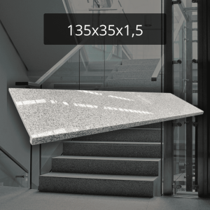 Stopnica granitowa szara G603 polerowana Bianco Cristal 135x35x1,5 z noskiem