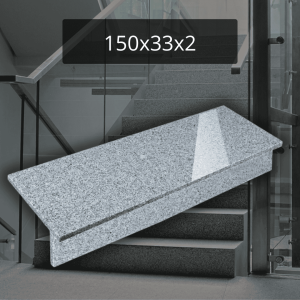 Zestaw Stopień + podstopień granitowy szary G602 polerowany Bianco Sardo 150x33x2cm / 150x15x2cm