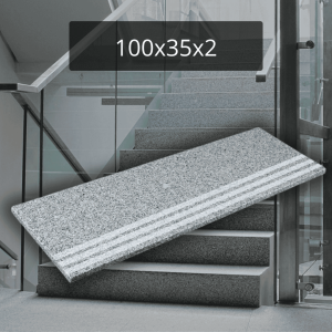 Stopnica granitowa szara G603 polerowana Stopień Talia Grey 100x35x2 antypoślizgowa