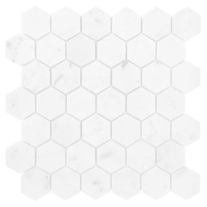Mozaika marmurowa DUNIN Carrara White Hexagon 48 – biały heksagon 29,8x30,2 cm