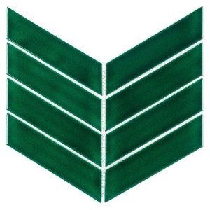 Royal Chevron Vert – zielona mozaika gresowa w jodełkę francuską | DUNIN