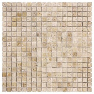 Travertine Cream 15 – mozaika z naturalnego trawertynu beżowa 15x15 mm | DUNIN