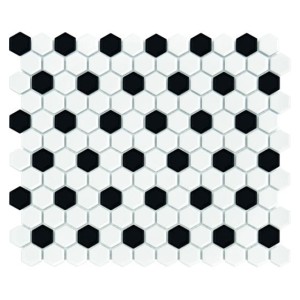 Mini Hexagon B&W Mix – biało-czarna mozaika heksagonalna z gresu | DUNIN