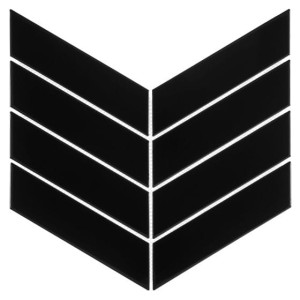 Royal Chevron Black – Błyszcząca Mozaika Gresowa w Wzór Jodełki | DUNIN