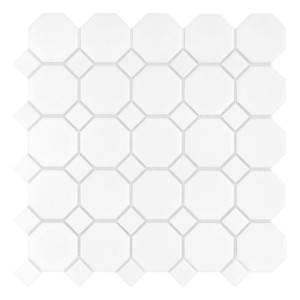 Mini Octagon White 55 matt – Biała Mozaika Gresowa Oktagon, Matowa | DUNIN Arabesco