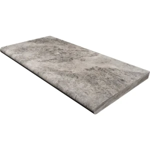 Trawertyn Parapet / Stopnica kamienna Silver Latte Greige Bębnowany 135x35x3 cm Bullnose