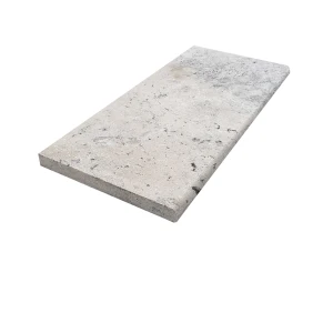 Trawertyn 8cm Kamień brzegowy Silver Latte Greige Bębnowany Szlif 140x30 | Obrzeża do basenu