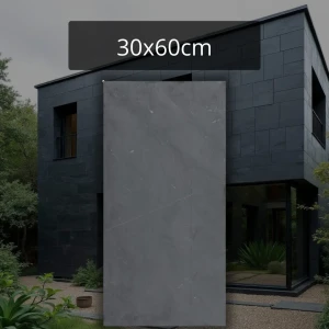 Kamień elewacyjny-dekoracyjny Łupek Black Slate Naturalny 30x60x1 cm