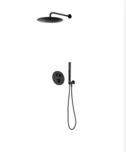 Zestaw Oltens Onega bateria podtynkowa z deszczownicą 22 cm Atran i kompletem prysznicowym Ume czarny mat 36622300