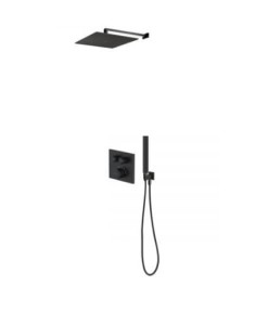 Zestaw Oltens Onega (S) bateria podtynkowa z deszczownicą 22 cm Atran (S) i kompletem prysznicowym Sog czarny mat 36624300