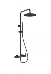 Oltens Molle zestaw prysznicowy ścienny z deszczownicą czarny mat czarny 36504300