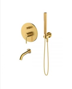 Zestaw Oltens Molle bateria podtynkowa z wylewką i kompletem prysznicowym Ume złoto szczotkowane 36602810