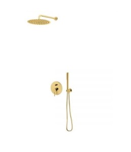 Zestaw Oltens Molle bateria podtynkowa z deszczownicą 30 cm Vindel i kompletem prysznicowym złoto szczotkowane 36600810