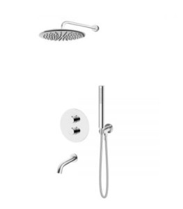 Zestaw Oltens Katla bateria podtynkowa termostatyczna z deszczownicą 30 cm Sondera i kompletem prysznicowym Ume chrom 36611100