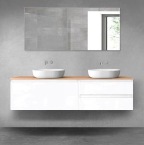 Oltens Vernal zestaw mebli łazienkowych 180 cm z blatem szary mat/dąb 68563700