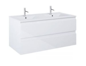 Oltens Vernal szafka 120 cm podumywalkowa wisząca z umywalką biały połysk 68464000