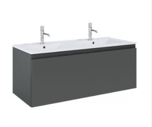 Oltens Vernal umywalka z szafką 120 cm biały połysk/grafit mat 68034400