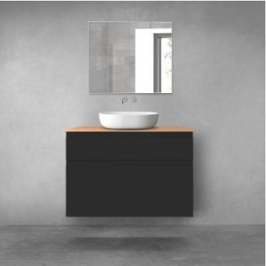 Oltens Vernal zestaw mebli łazienkowych 100 cm z blatem czarny mat/dąb 68224300