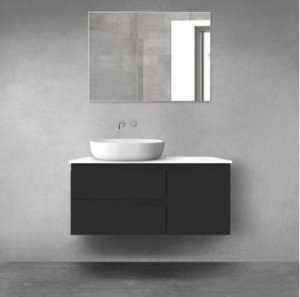 Oltens Vernal zestaw mebli łazienkowych 100 cm z blatem czarny mat/biały połysk 68206300