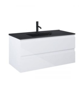 Zestaw Oltens Vernal umywalka z szafką 100 cm czarny mat/biały połysk 68038000