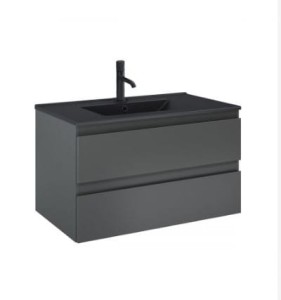 Zestaw Oltens Vernal umywalka z szafką 80 cm czarny mat/grafit mat 68037400