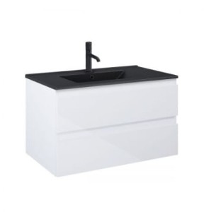 Zestaw Oltens Vernal umywalka z szafką 80 cm czarny mat/biały połysk 68037000