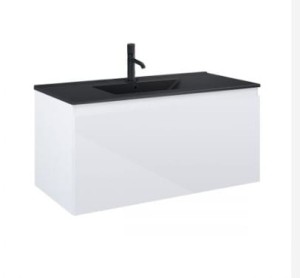 Zestaw Oltens Vernal umywalka z szafką 100 cm czarny mat/biały połysk 68017000