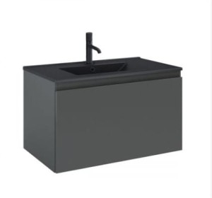 Zestaw Oltens Vernal umywalka z szafką 80 cm czarny mat/grafit mat 68015400