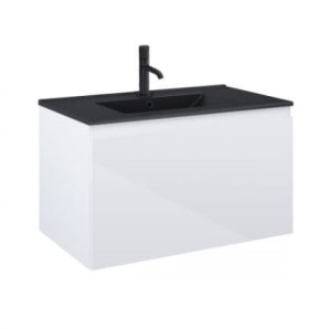Zestaw Oltens Vernal umywalka z szafką 80 cm czarny mat/biały połysk 68015000