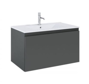 Zestaw Oltens Vernal umywalka z szafką 80 cm biały/grafit mat 68014400