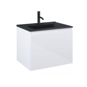 Zestaw Oltens Vernal umywalka z szafką 60 cm czarny mat/biały połysk 68013000