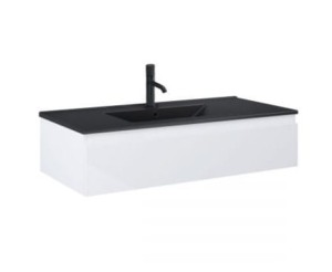 Zestaw Oltens Vernal umywalka z szafką 100 cm czarny mat/biały połysk 68009000