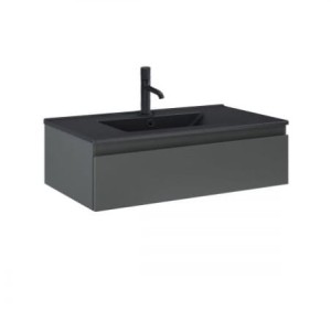 Zestaw Oltens Vernal umywalka z szafką 80 cm czarny mat/grafit mat 68007400