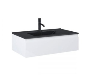 Zestaw Oltens Vernal umywalka z szafką 80 cm czarny mat/biały połysk 68007000
