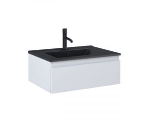Zestaw Oltens Vernal umywalka z szafką 60 cm czarny mat/szary mat 68005700