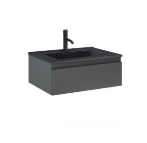 Zestaw Oltens Vernal umywalka z szafką 60 cm czarny mat/grafit mat 68005400